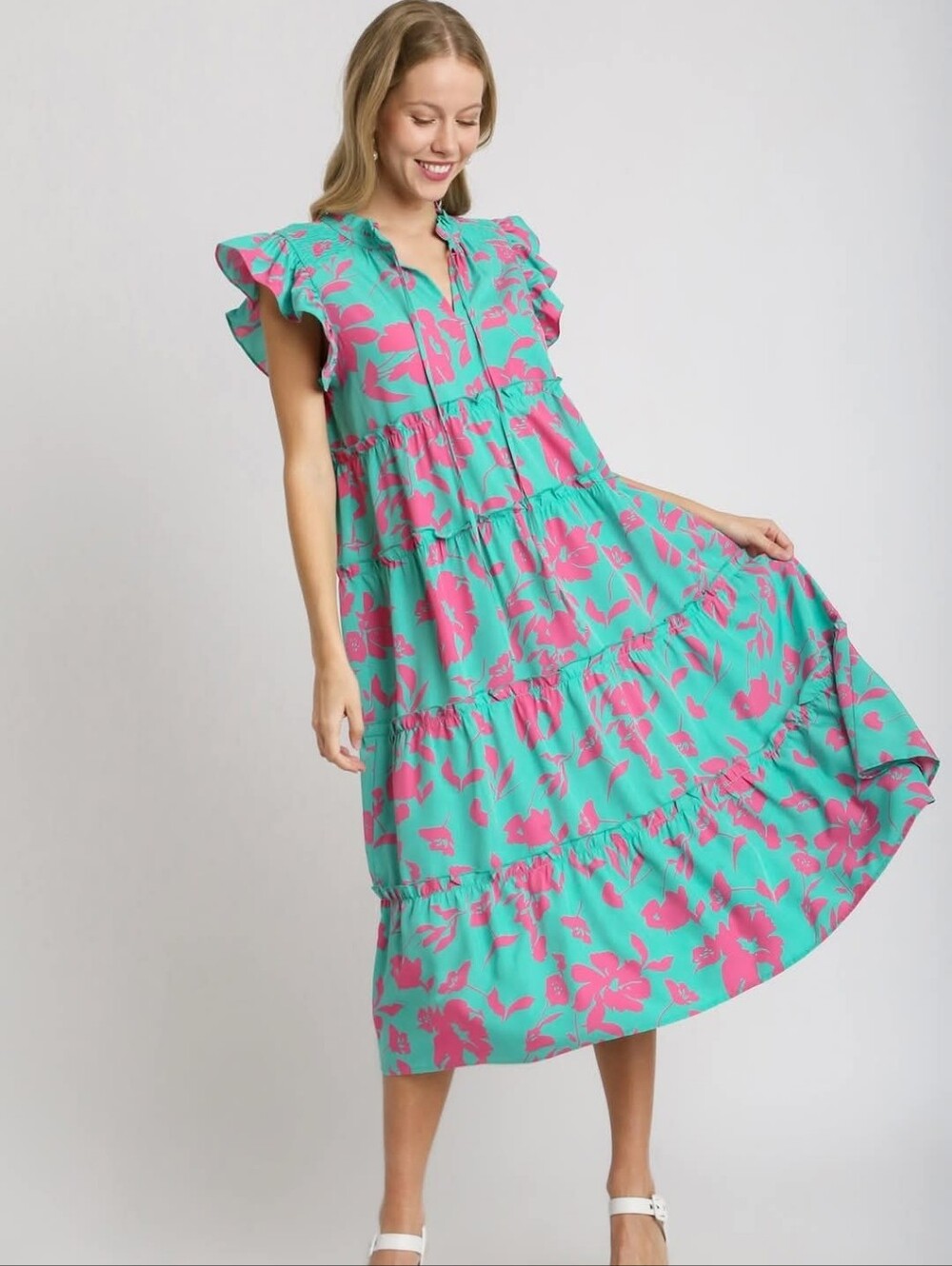 Umgee Turquoise Midi Dress COTTON CANDY MIX